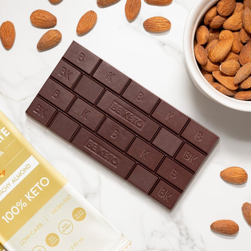 Veganská Keto Čokoláda + MCT Olej - Křupavé Mandle 80g