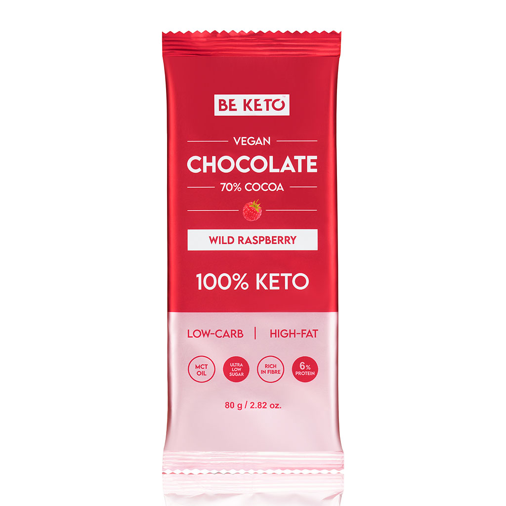 Veganská Keto Čokoláda + MCT Olej - Divoká Malina 80g