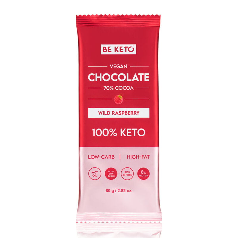Veganská Keto Čokoláda + MCT Olej - Divoká Malina 80g