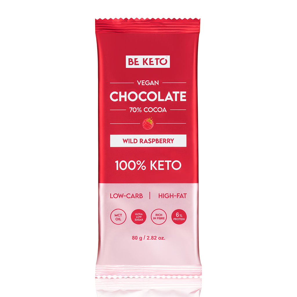 Veganská Keto Čokoláda + MCT Olej - Divoká Malina 80g Veganská Keto Čokoláda + MCT Olej - Divoká Malina 80g