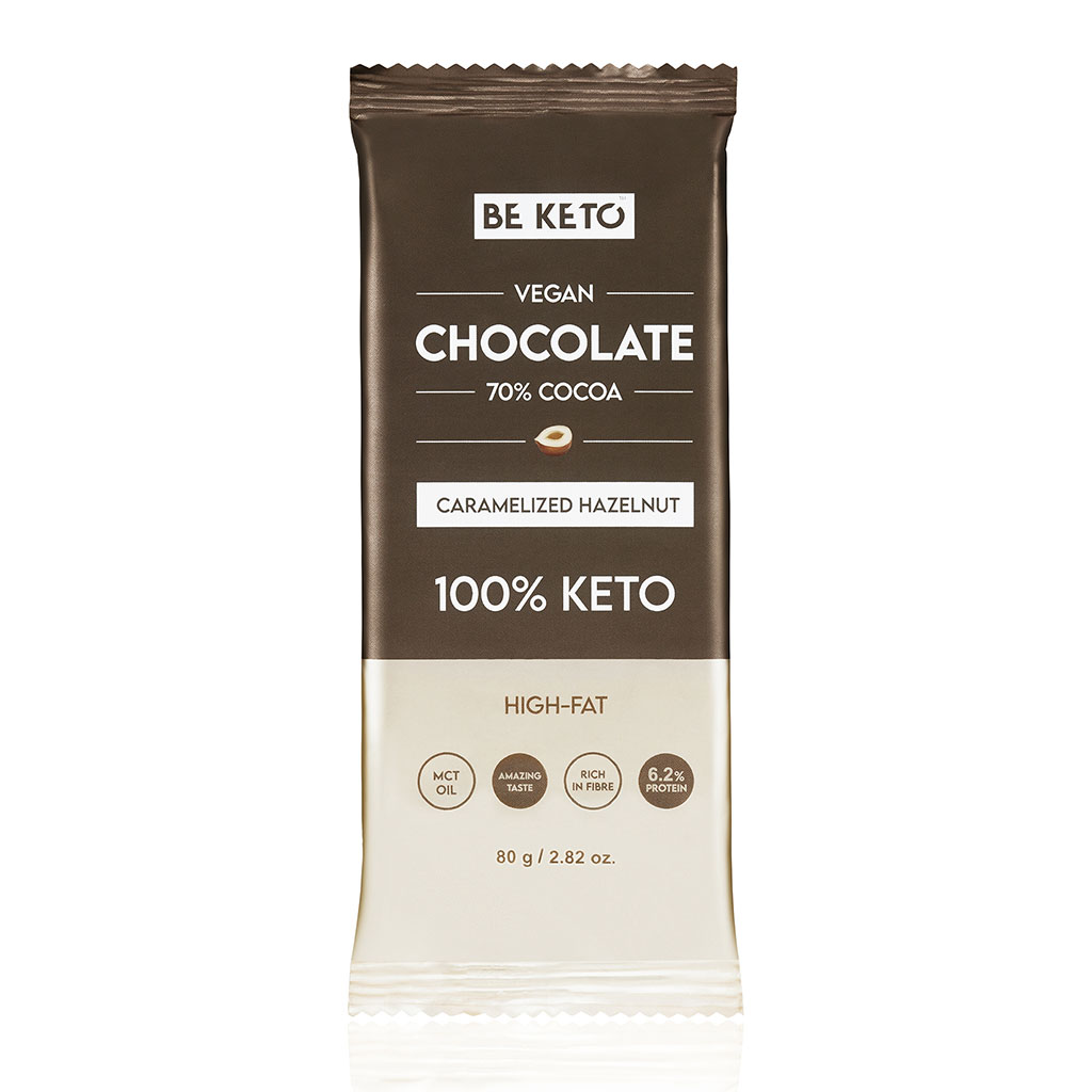 Veganská Keto Čokoláda + MCT Olej - Karamelizovaný Lískový Oříšek 80g
