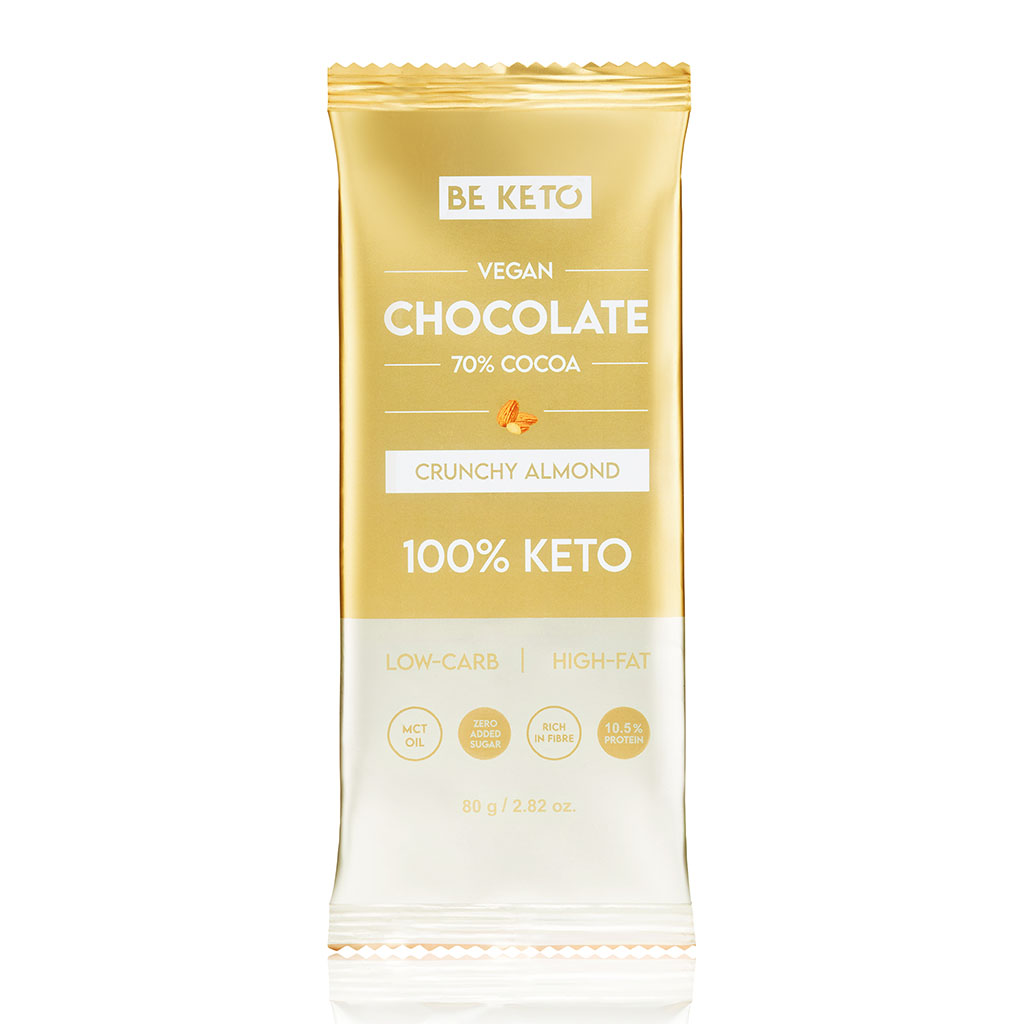 Veganská Keto Čokoláda + MCT Olej - Křupavé Mandle 80g