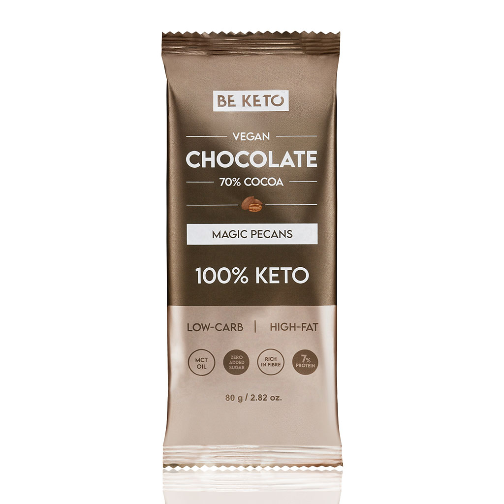 Veganská Keto Čokoláda + MCT Olej - Pekanové Ořechy 80g