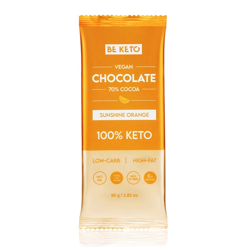 Veganská Keto Čokoláda + MCT Olej - Slunečný Pomeranč 80g Veganská Keto Čokoláda + MCT Olej - Slunečný Pomeranč 80g