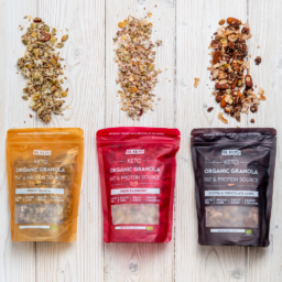 Keto Bio Granola - Kakao s Čokoládovými Kousky 250g Keto Bio Granola - Čerstvé Maliny 250g