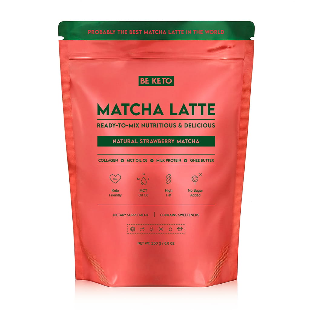 Matcha Latte (MCT C8 Olej & Kolagen & Ghee) – Přírodní Jahoda 250g