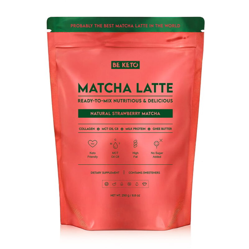 Matcha Latte (MCT C8 Olej & Kolagen & Ghee) – Přírodní Jahoda 250g Matcha Latte (MCT C8 Olej & Kolagen & Ghee) – Přírodní Jahoda 250g