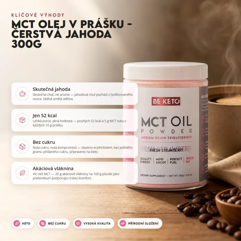 MCT Olej v Prášku – Čerstvé Jahody 300G