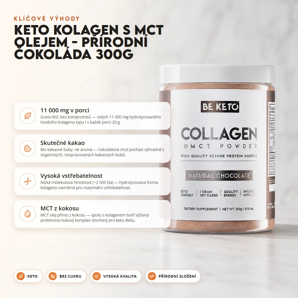 Keto Kolagen + MCT Olej – Přírodní Čokoláda 300g