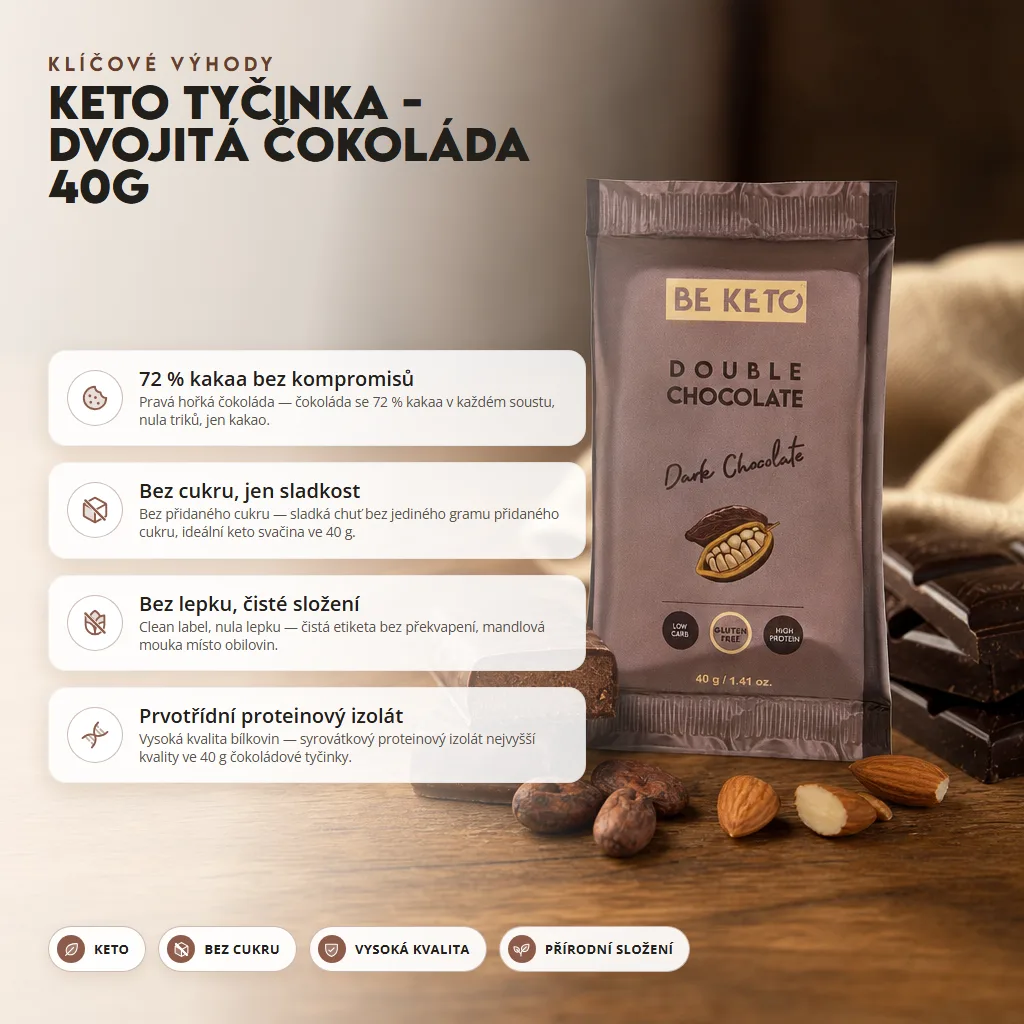 Keto Tyčinka – Dvojitá Čokoláda 40g