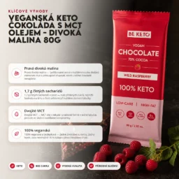 Veganská Keto Čokoláda + MCT Olej – Divoká Malina 80g