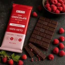 Veganská Keto Čokoláda + MCT Olej – Divoká Malina 80g