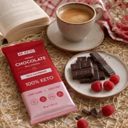 Veganská Keto Čokoláda + MCT Olej – Divoká Malina 80g