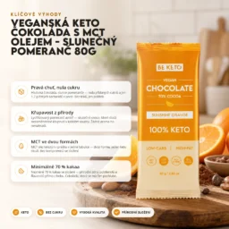 Veganská Keto Čokoláda + MCT Olej – Slunečný Pomeranč 80g – Benefit Veganská Keto Čokoláda + MCT Olej – Slunečný Pomeranč 80g