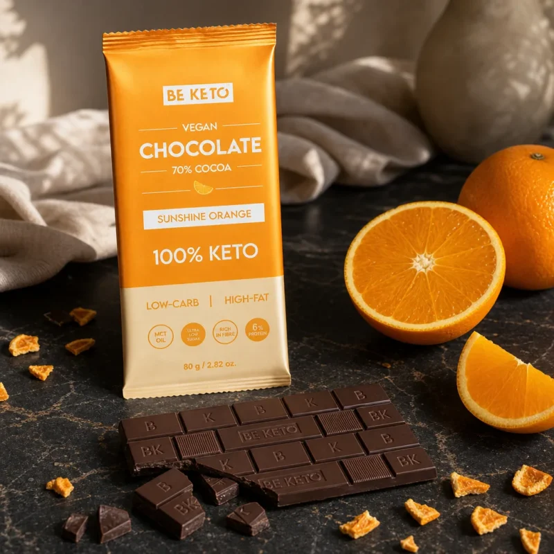 Veganská Keto Čokoláda + MCT Olej – Slunečný Pomeranč 80g – Lifestyle 3 Veganská Keto Čokoláda + MCT Olej – Slunečný Pomeranč 80g