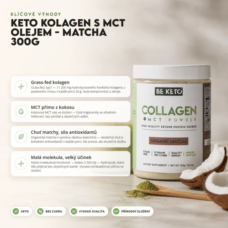 Keto Kolagen + MCT Olej – Organická Matcha 300g – Benefit Keto Kolagen + MCT Olej – Organická Matcha 300g