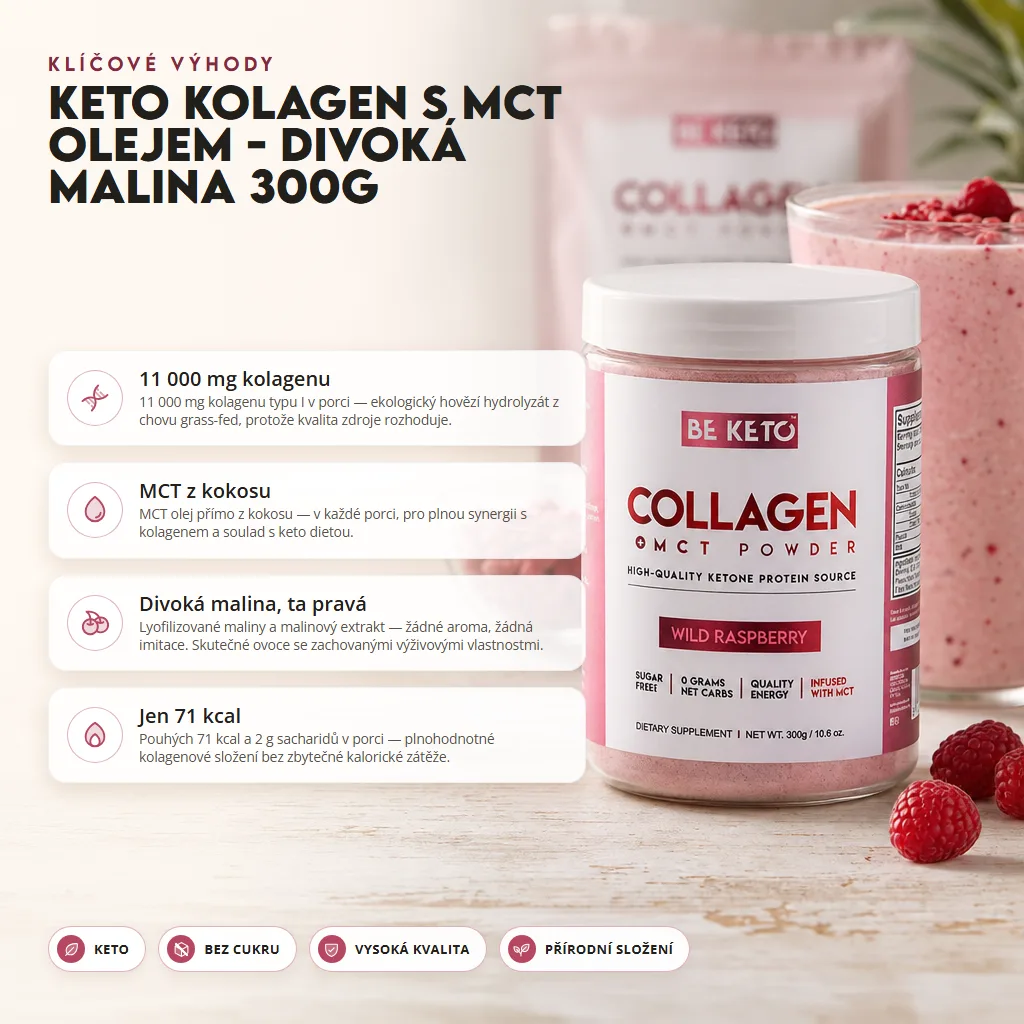Keto Kolagen + MCT Olej – Divoká Malina 300g