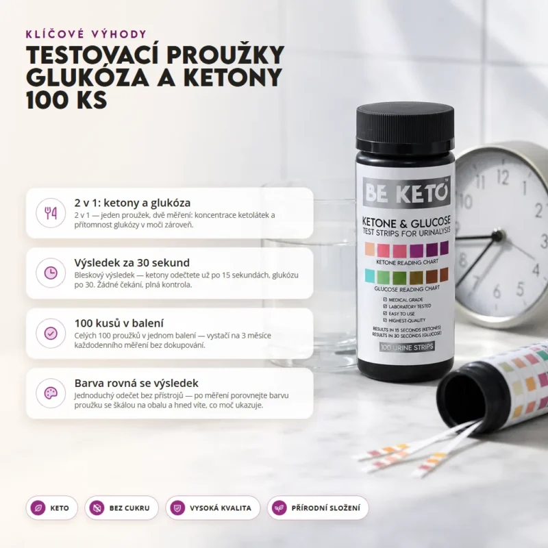 Ketonové a Glukózové Testovací Proužky 100 ks – Benefit Ketonové a Glukózové Testovací Proužky 100 ks