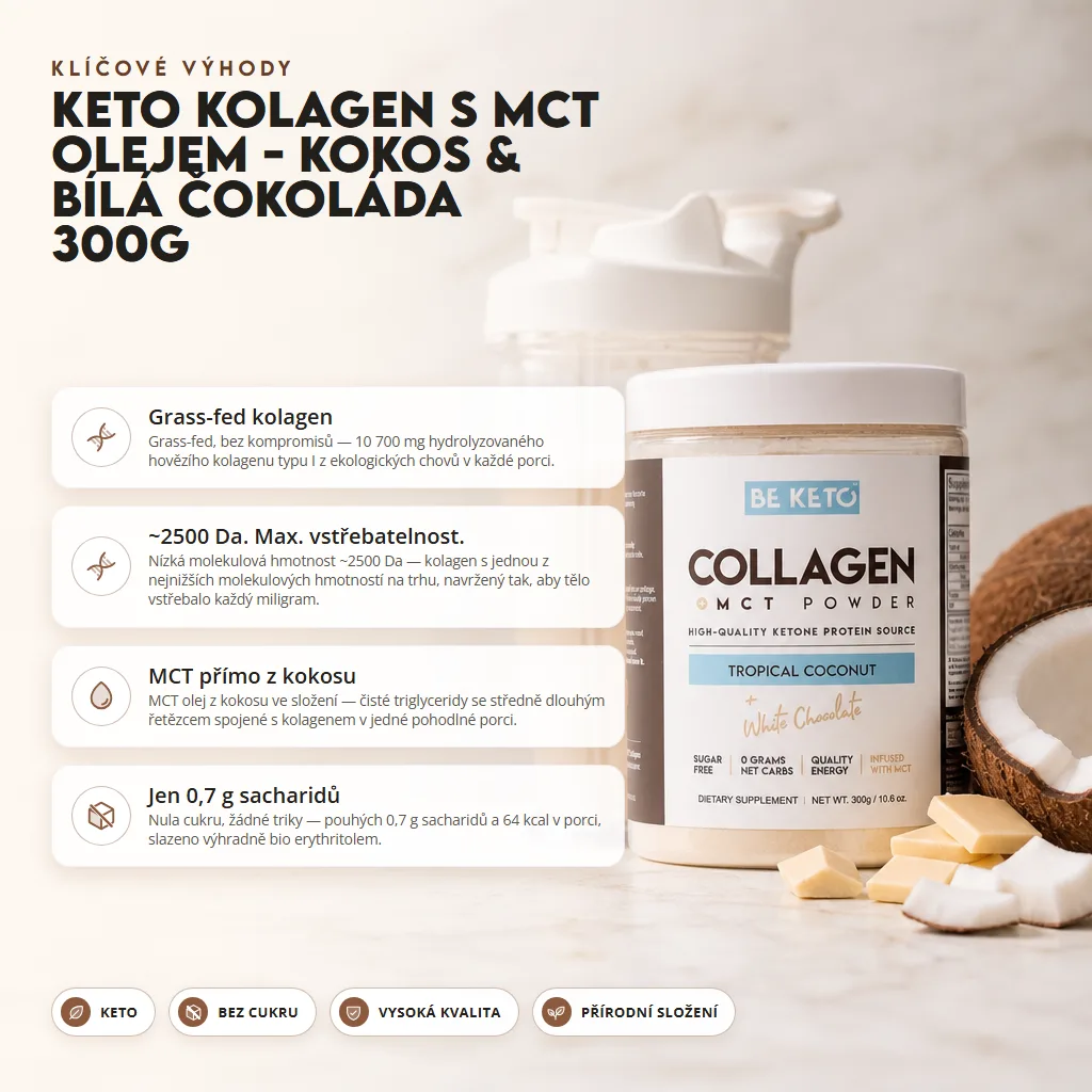 Keto Kolagen + MCT Olej – Kokos a Bílá Čokoláda 300g