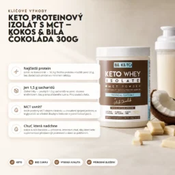 Keto Syrovátkový Izolát + MCT – Kokos a Bílá Čokoláda 300G