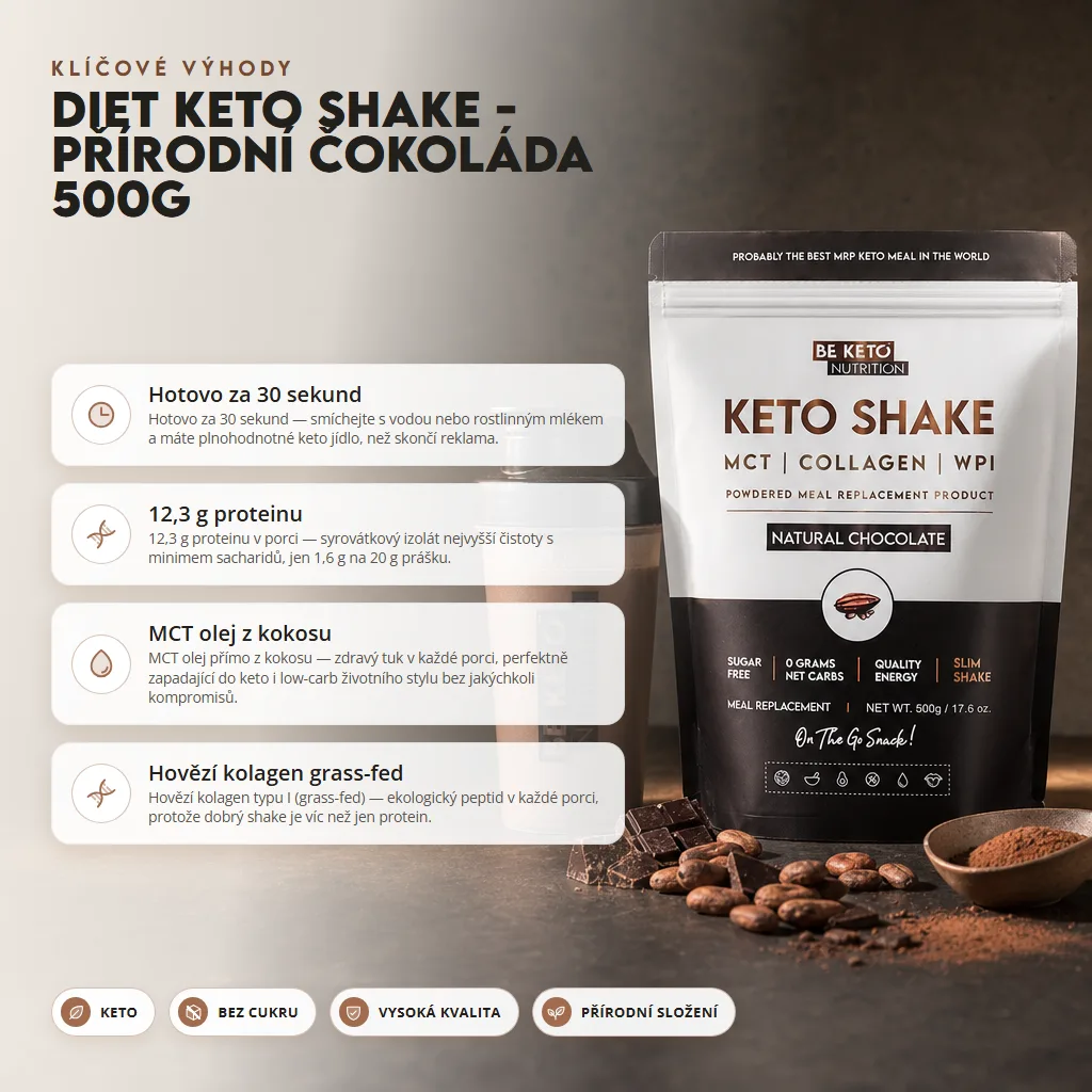 Diet Keto Shake – Přírodní Čokoláda 500g