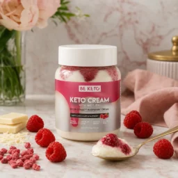 Keto Krém – Bílá Čokoláda a Malina 250g – Lifestyle 1 Keto Krém – Bílá Čokoláda a Malina 250g