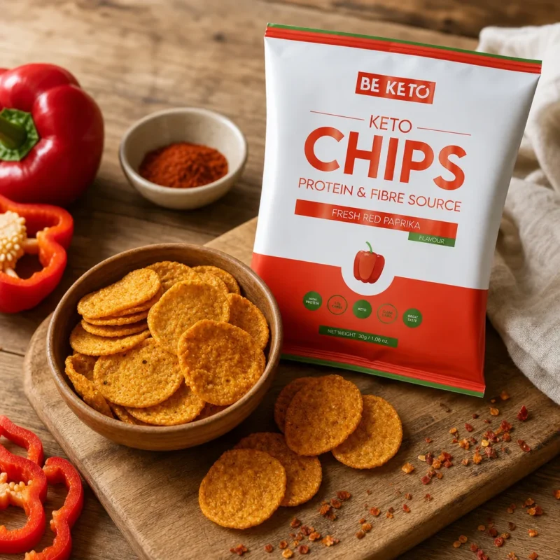 Keto Chipsy – Čerstvá Červená Paprika 30g – Lifestyle 2 Keto Chipsy – Čerstvá Červená Paprika 30g