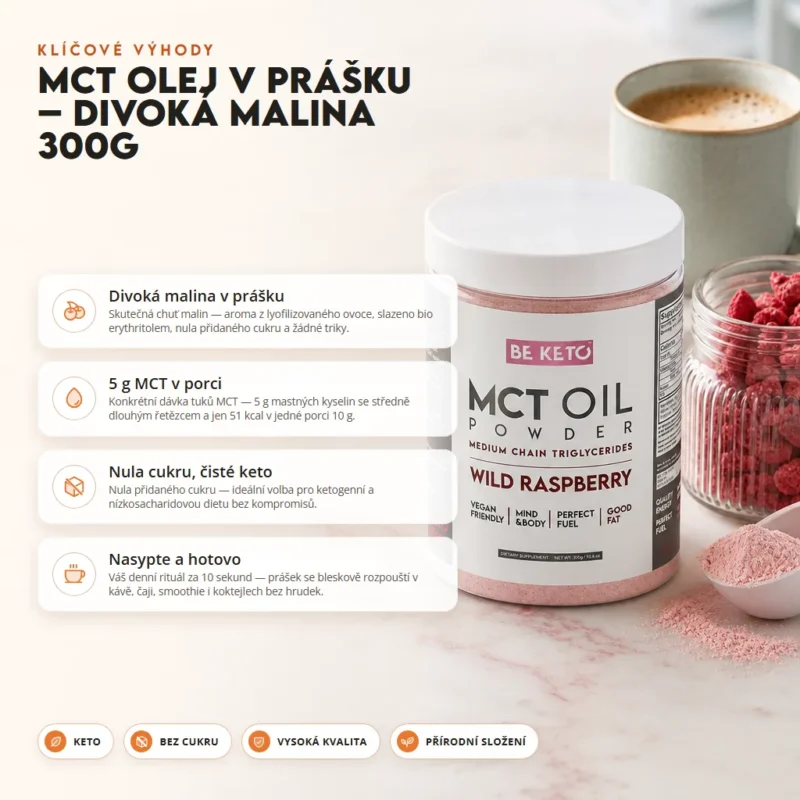 MCT Olej v Prášku – Divoká Malina 300g – Benefit MCT Olej v Prášku – Divoká Malina 300g