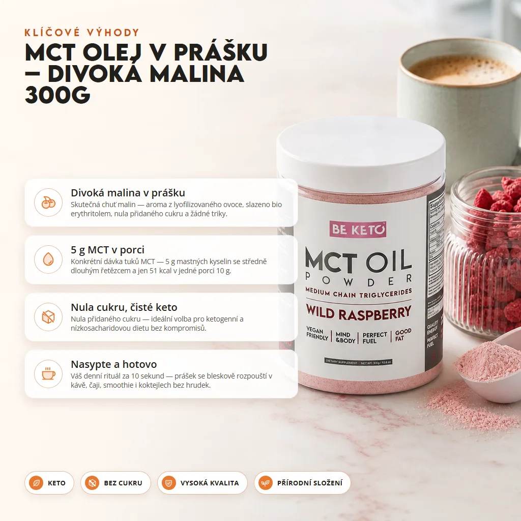 MCT Olej v Prášku – Divoká Malina 300g
