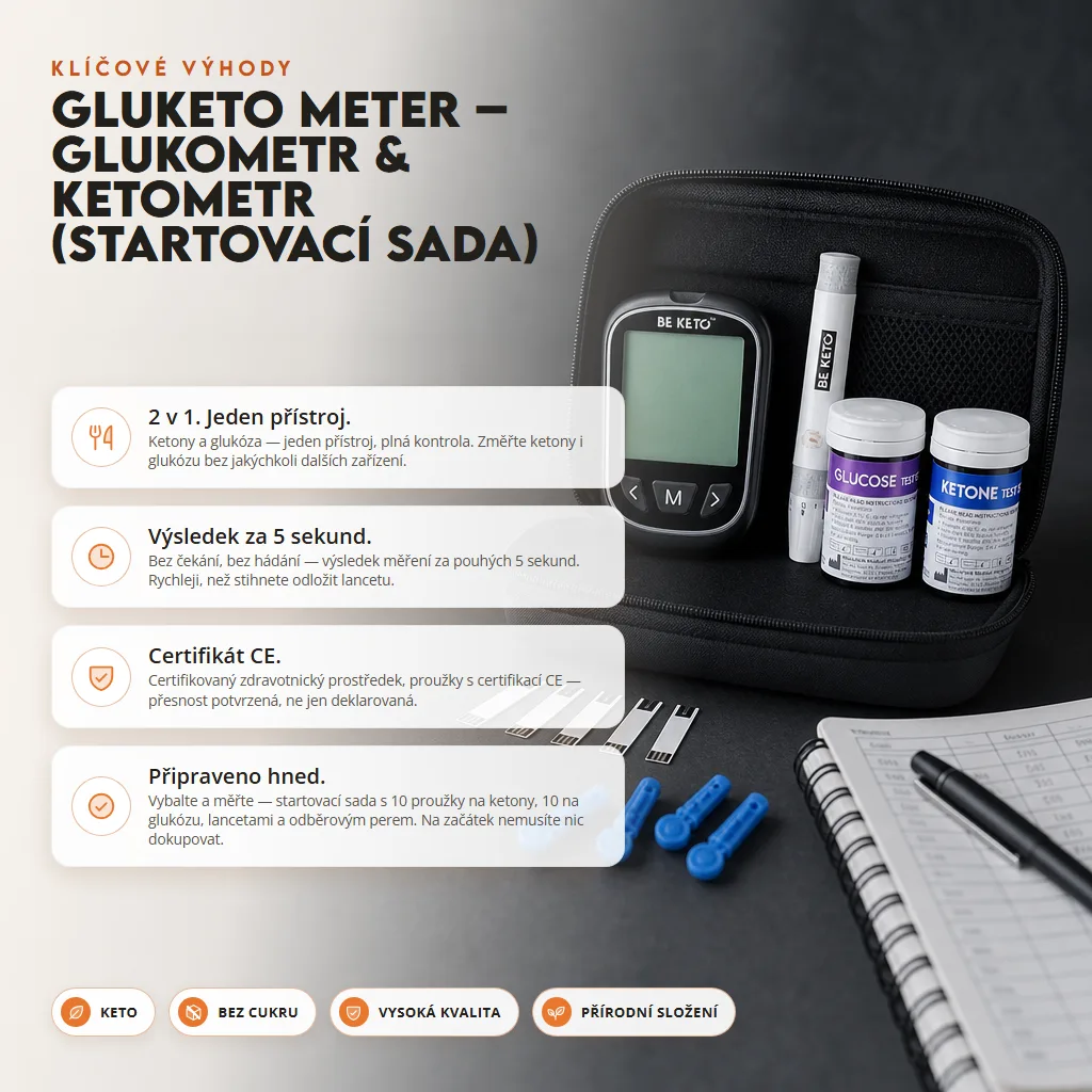 GluKeto Meter: Glukometr & Ketometr (Startovací Sada)