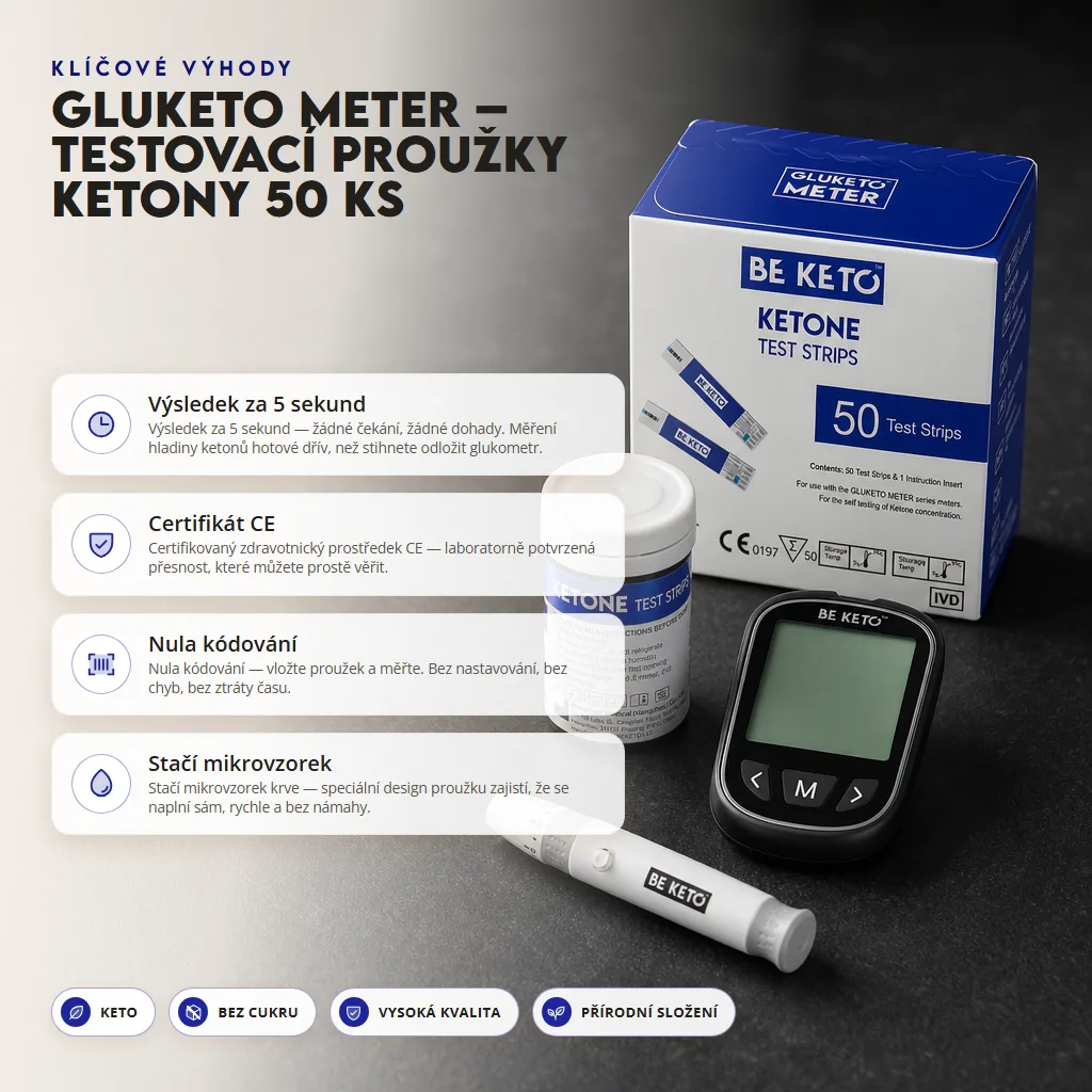 GluKeto Meter – Ketonové Proužky 50 ks