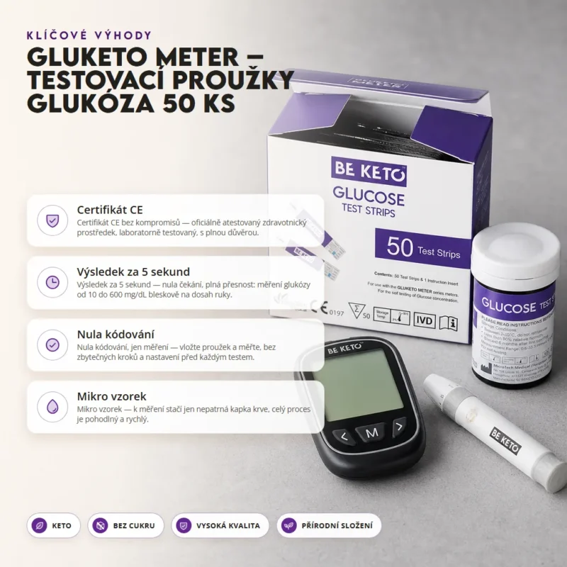 GluKeto Meter – Glukózové Proužky 50 ks