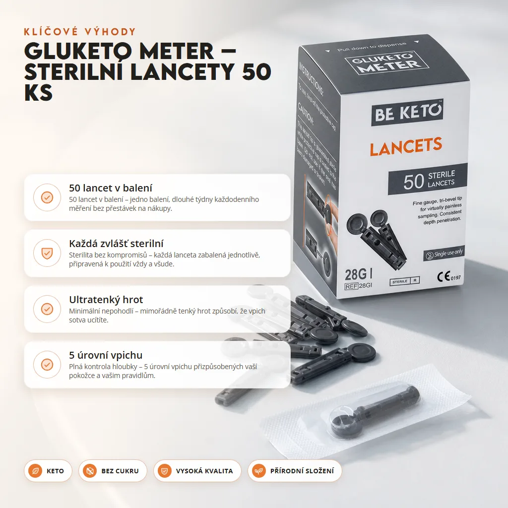 GluKeto Meter – Sterilní Lancety 50 ks