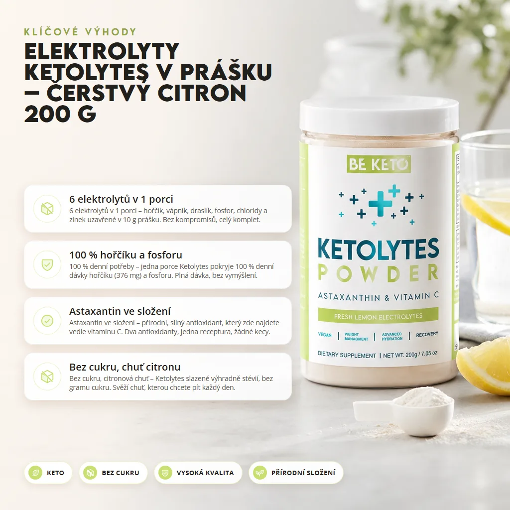 Elektrolyty Ketolytes v Prášku – Čerstvý Citron 200g