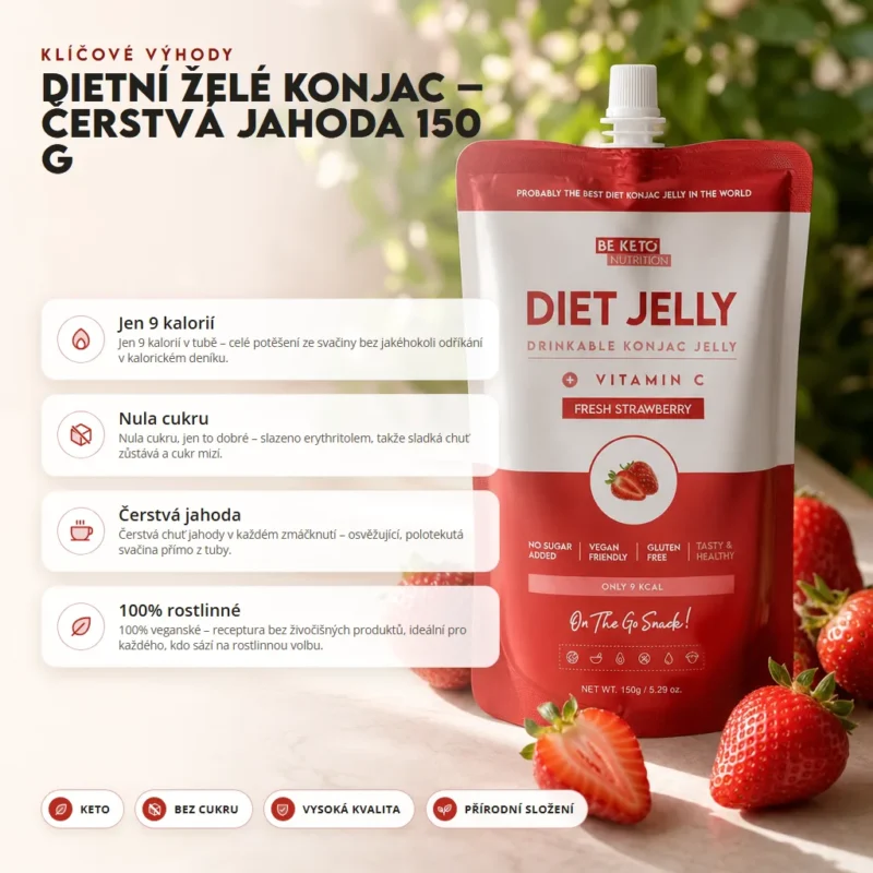 Konjakové Dietní Želé – Čerstvé Jahody 150g – Benefit Konjakové Dietní Želé – Čerstvé Jahody 150g