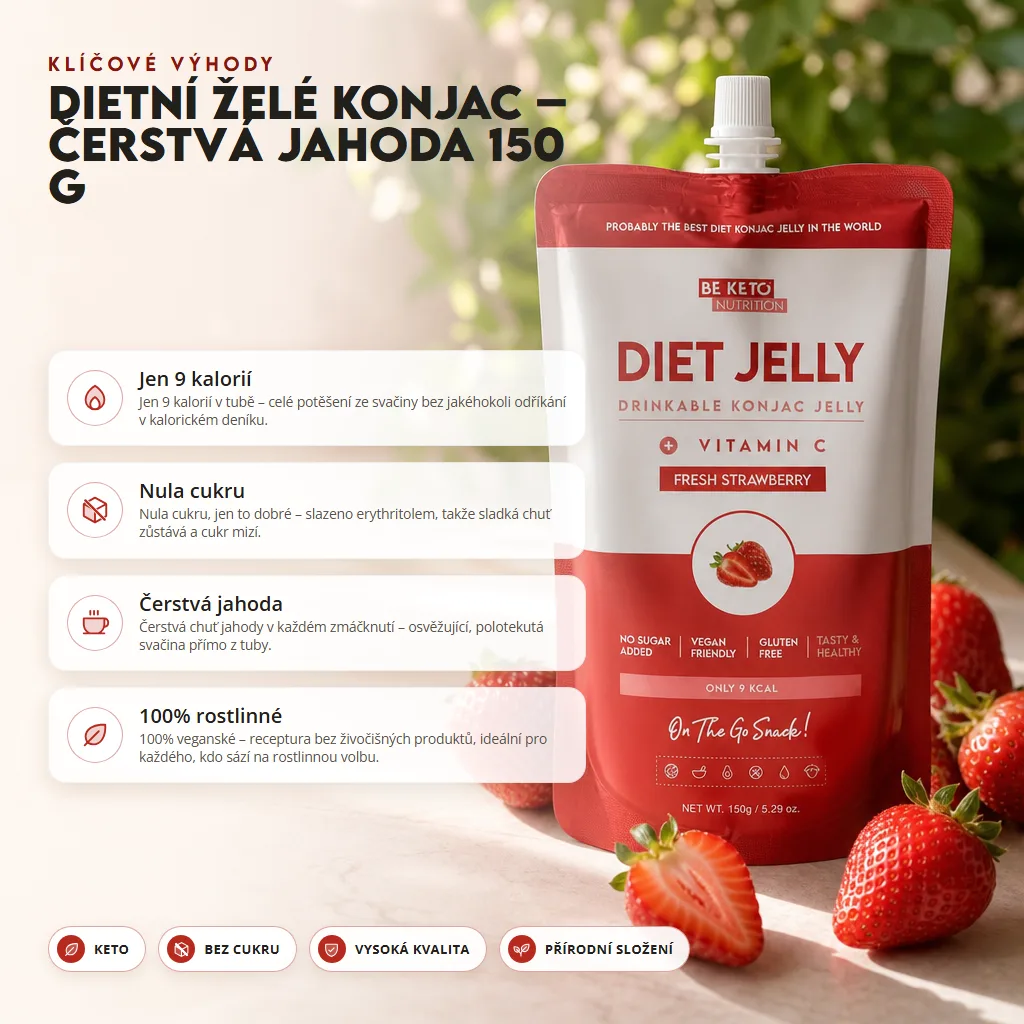 Konjakové Dietní Želé – Čerstvé Jahody 150g