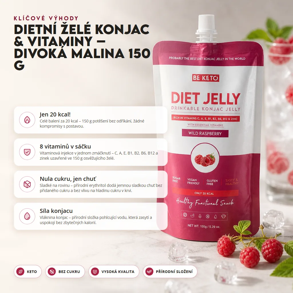 Konjakové Dietní Želé & Vitamíny – Divoká Malina 150g