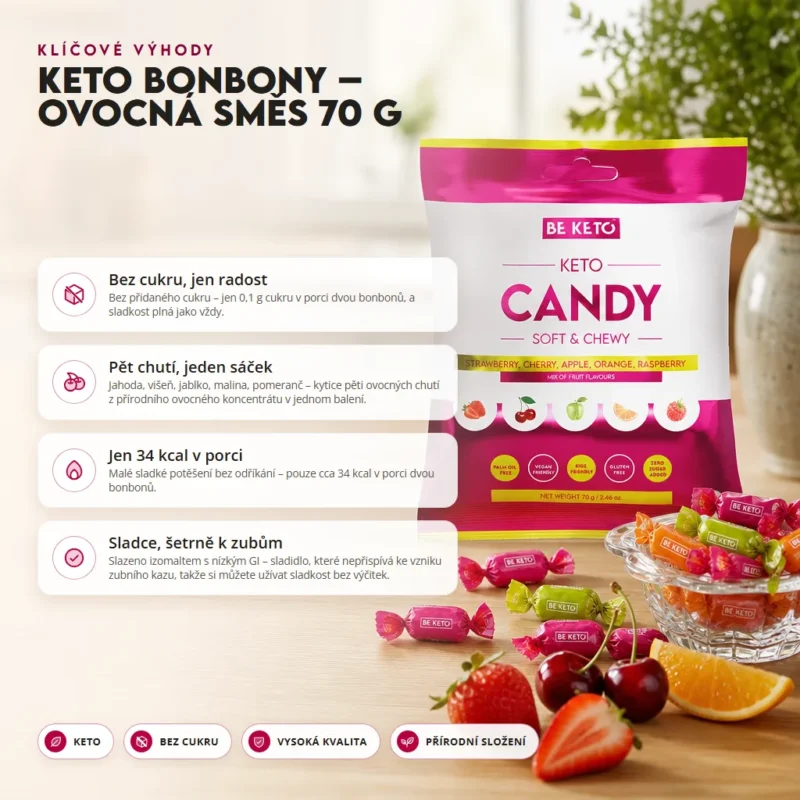 Keto Bonbóny – Směs Ovoce 70g – Benefit Keto Bonbóny – Směs Ovoce 70g