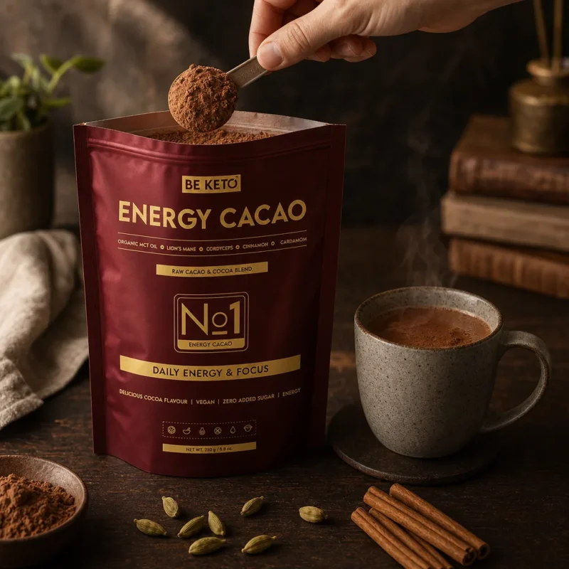 Ceremoniální Kakao – Energy (MCT olej & Lion’s Mane & Cordyceps) – Skořice & Kardamom 250g