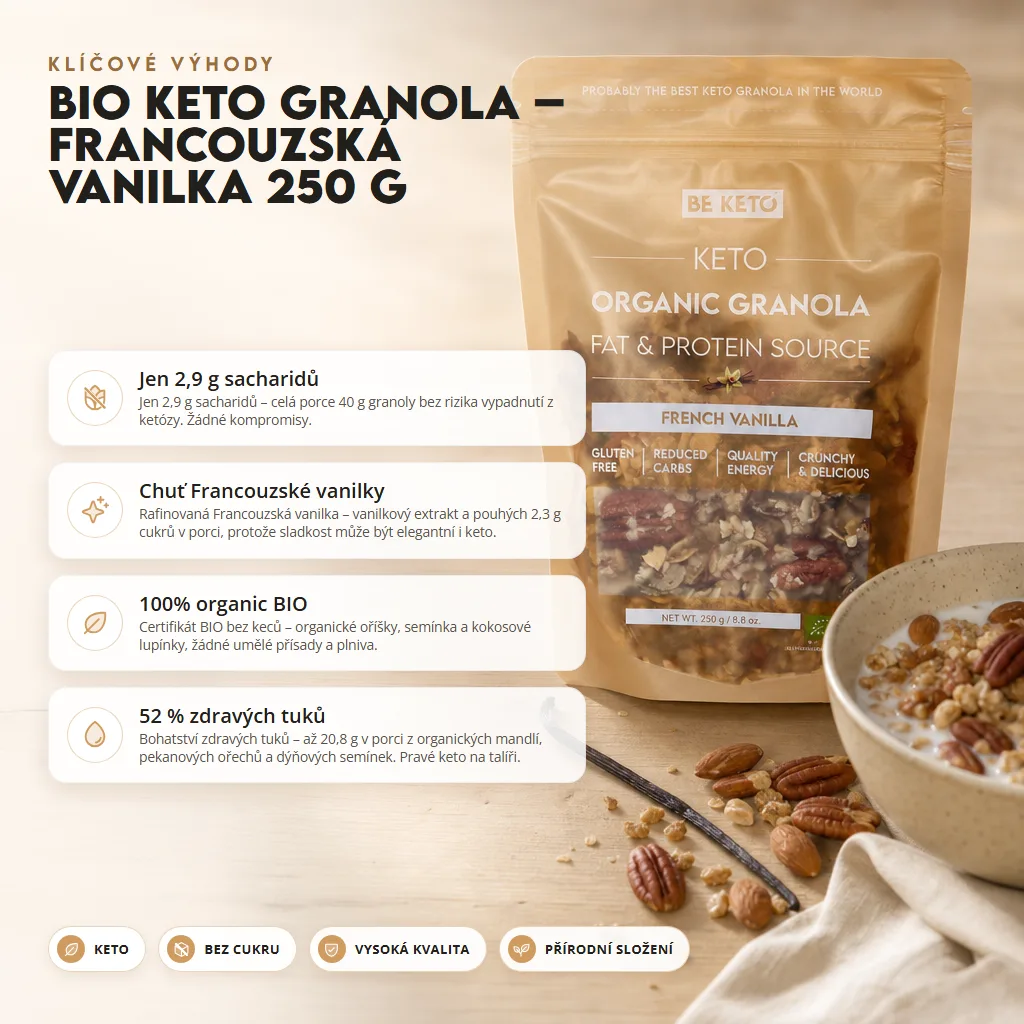 Keto Bio Granola – Francouzská Vanilka 250g