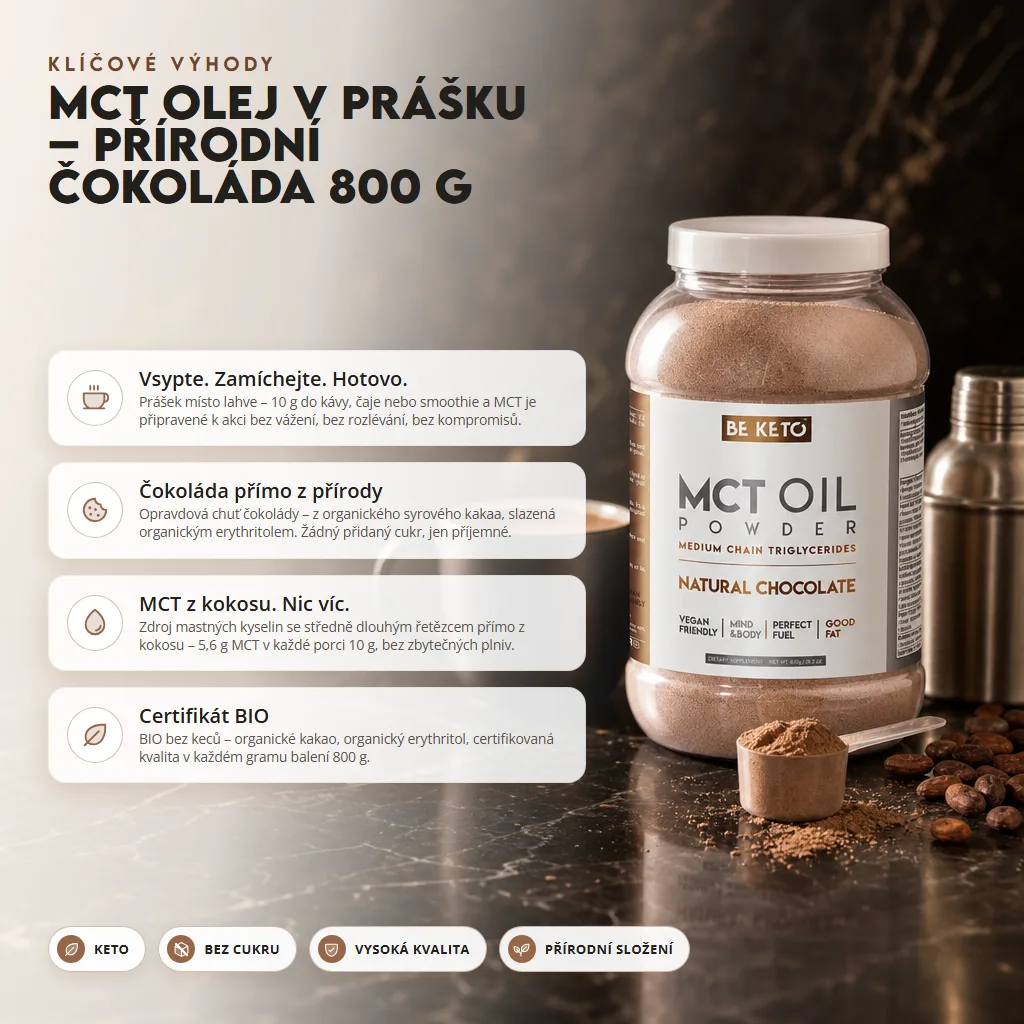 MCT Olej v Prášku – Přírodní Čokoláda 800G
