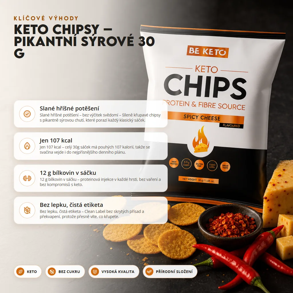 Keto Chipsy – Pikantní Sýr 30g