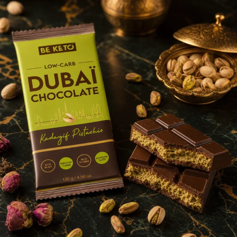Keto Dubaï Chocolate 130g – Lifestyle 1 Keto Dubaï Chocolate 130g