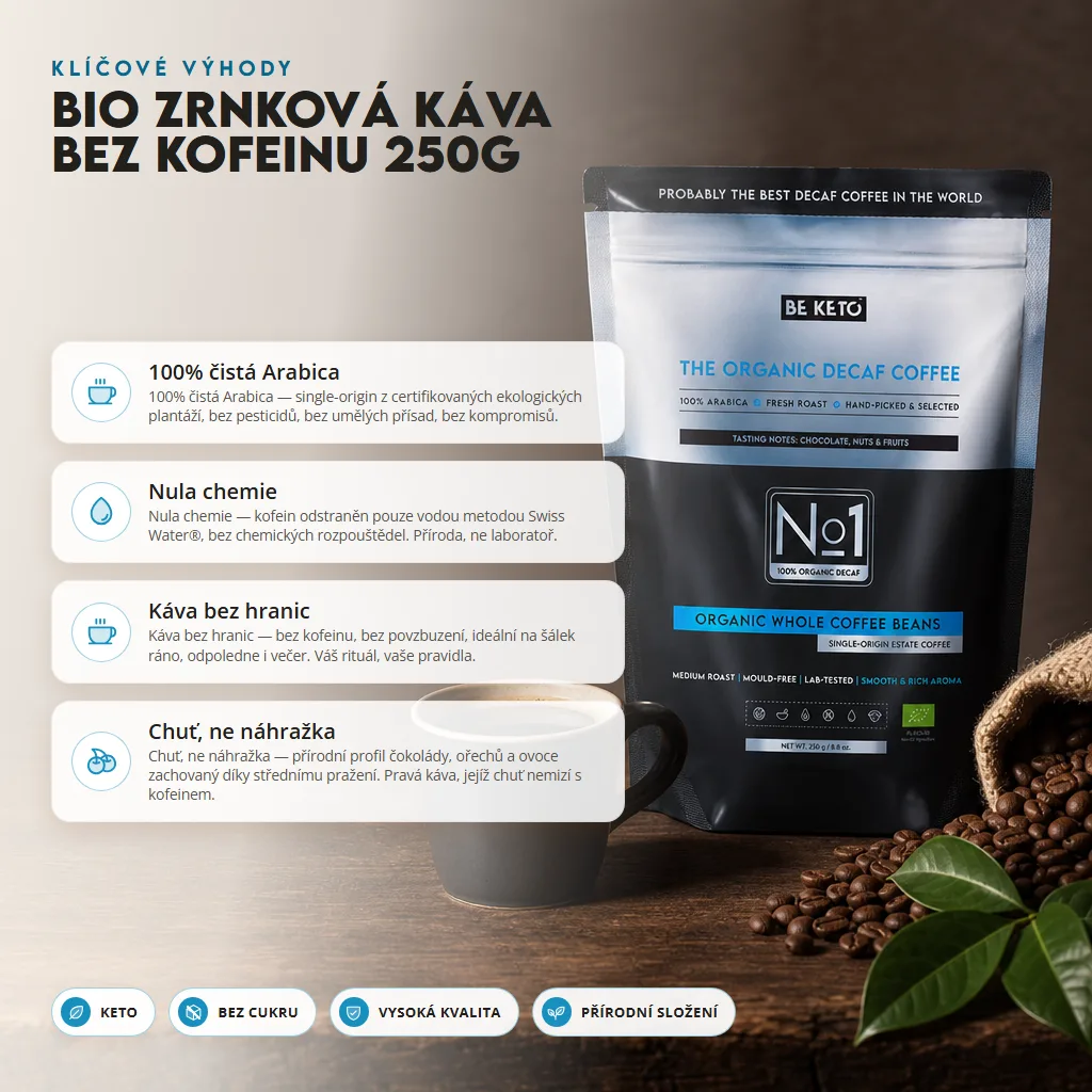 BIO Zrnková Káva Bez Kofeinu 250g