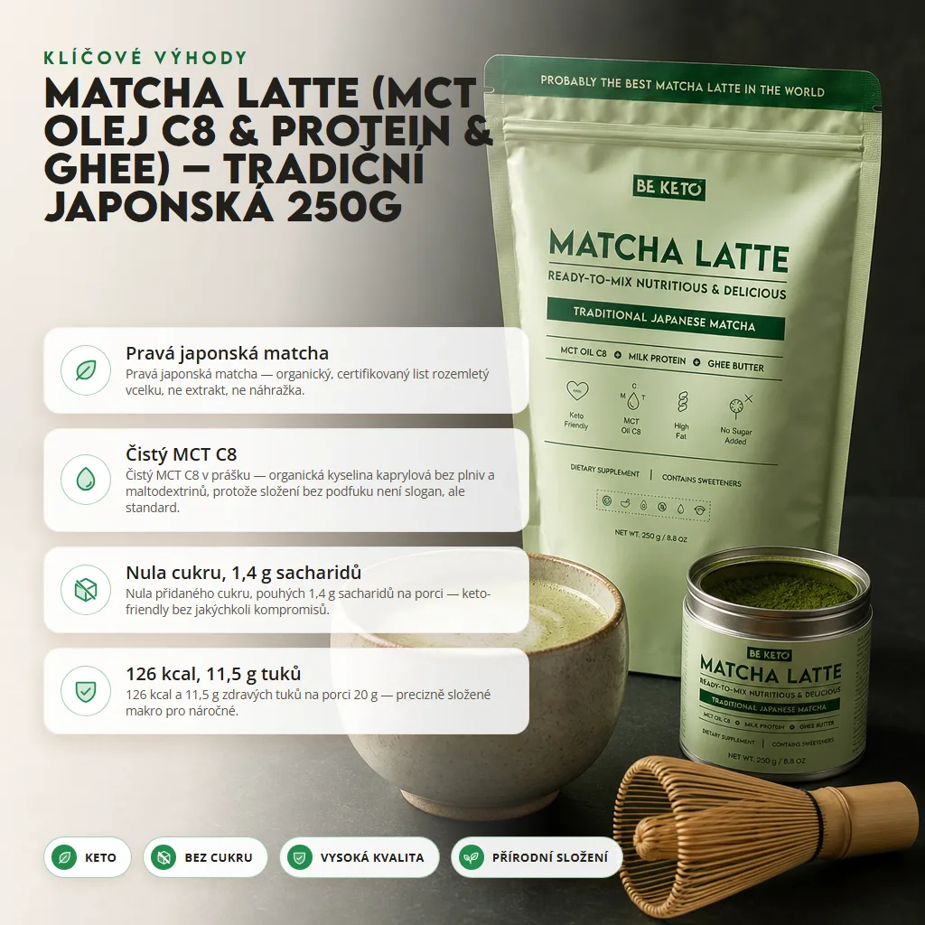 Matcha Latte (MCT C8 Olej & Protein & Ghee) – Tradiční Japonská 250g