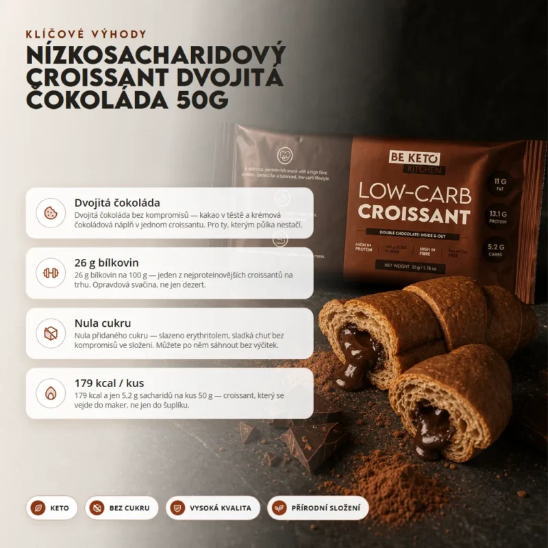 Nízkosacharidový Croissant Dvojitá Čokoláda 50g